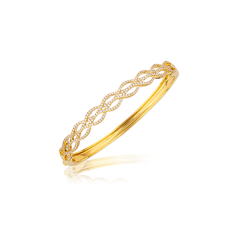 Bracelet plaqué or oxyde rigide ouvrant Ø60