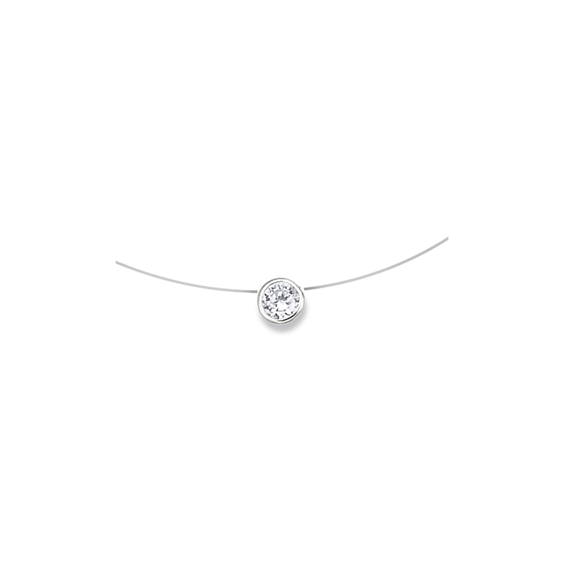 Collier fil nylon Argent et oxyde blanc