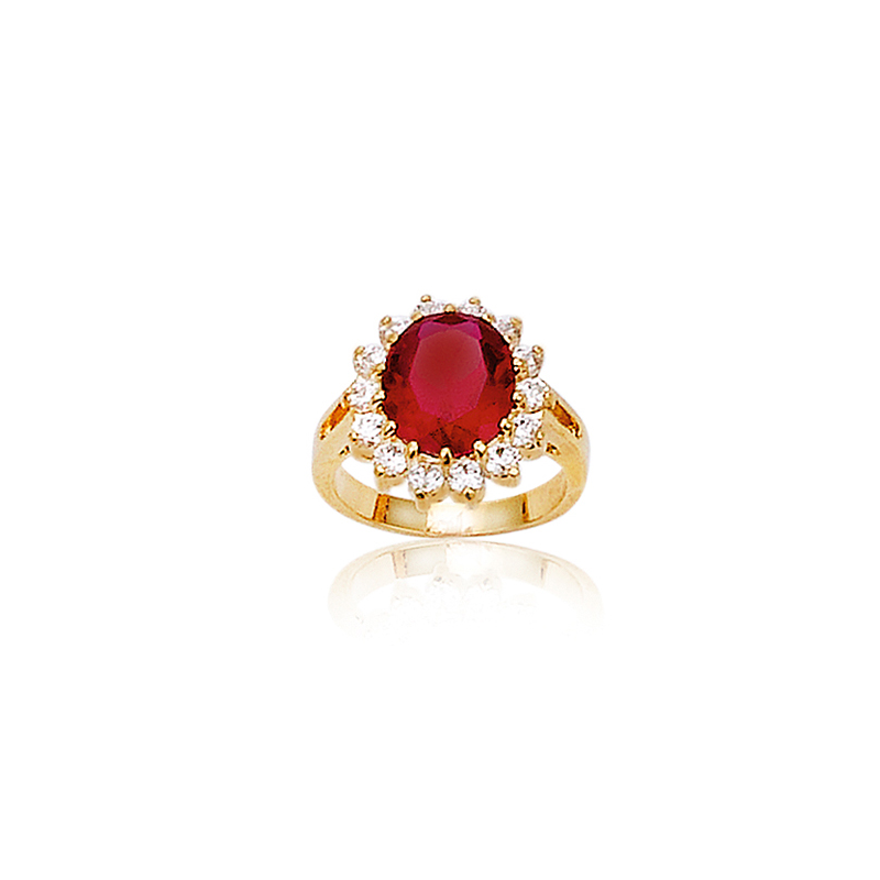 Bague plaqué or oxyde et rubis imitationT52 à 60 de 2 en 2 
