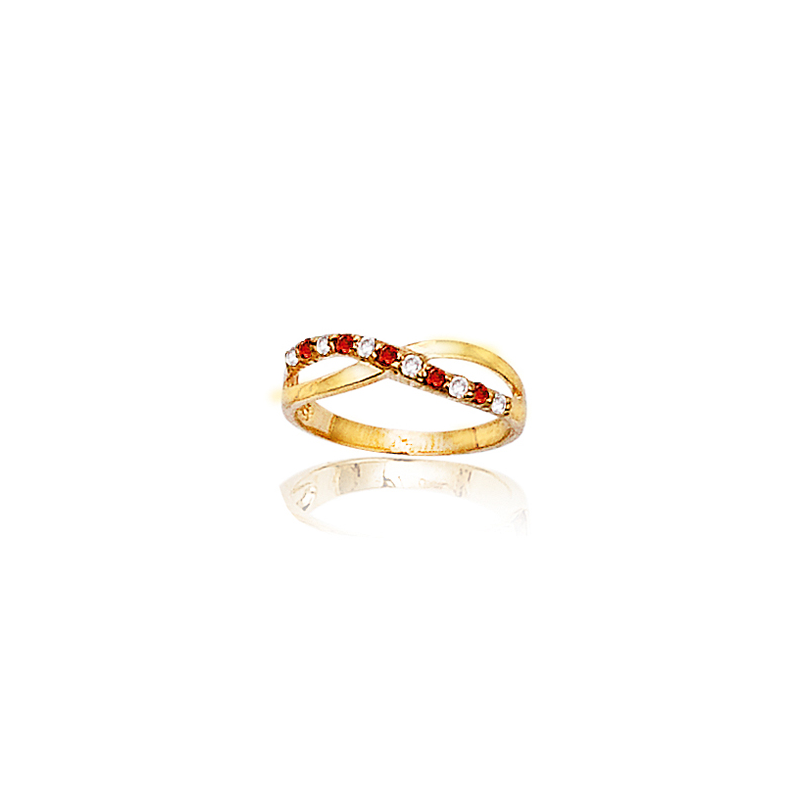 Bague plaqué or oxyde et rubis imitation T50 à 60 de 2 en 2 