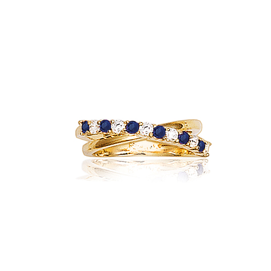 Bague Plaquée Or Avec Saphir - Taille 50, Couleur Dorée, Style élégant