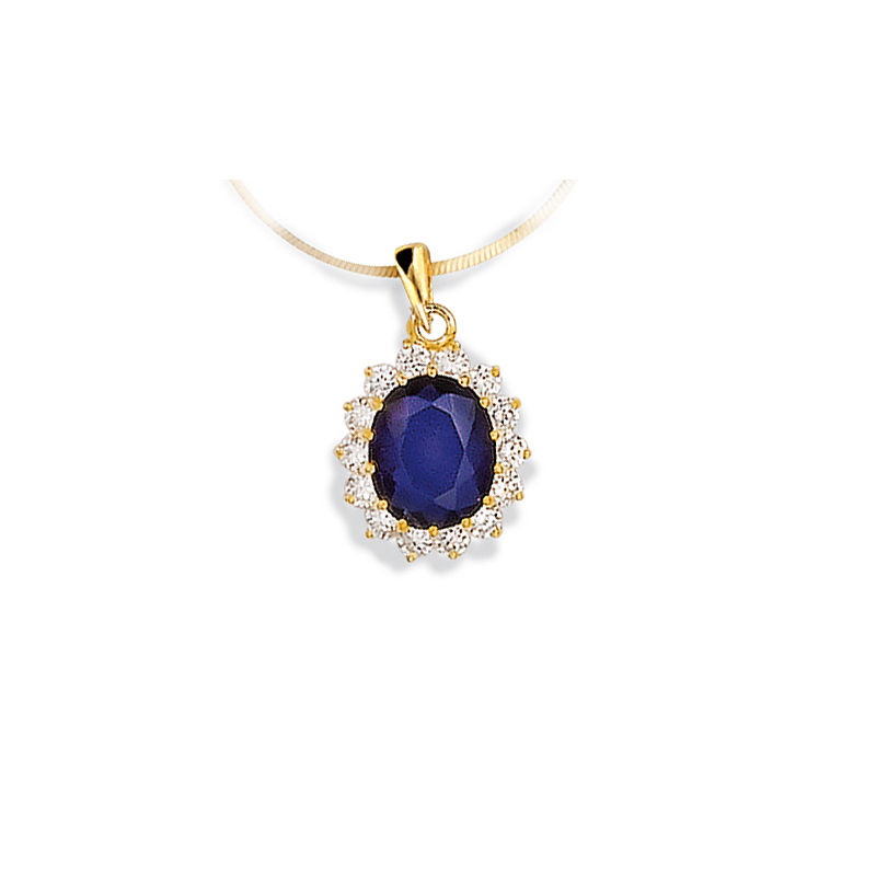 Pendentif plaqué or  oxyde et saphir imitation