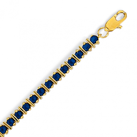 Bracelet plaqué or saphir imitation en 18 cm 