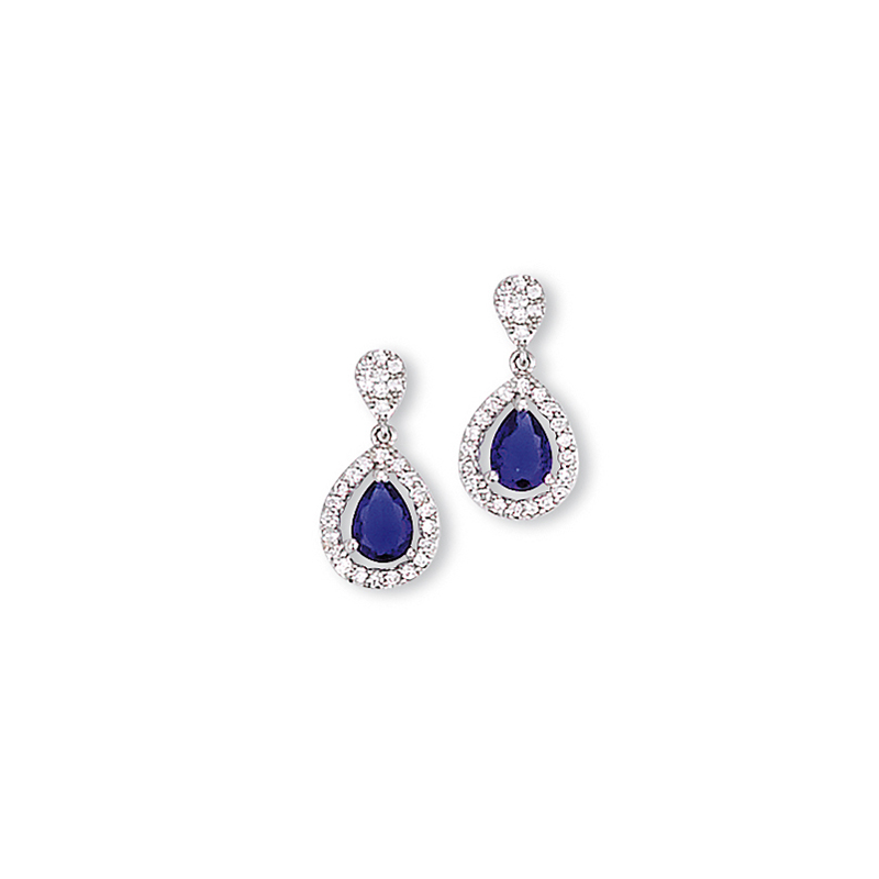 Boucles d'oreilles Argent et oxyde blanc, saphir imitation