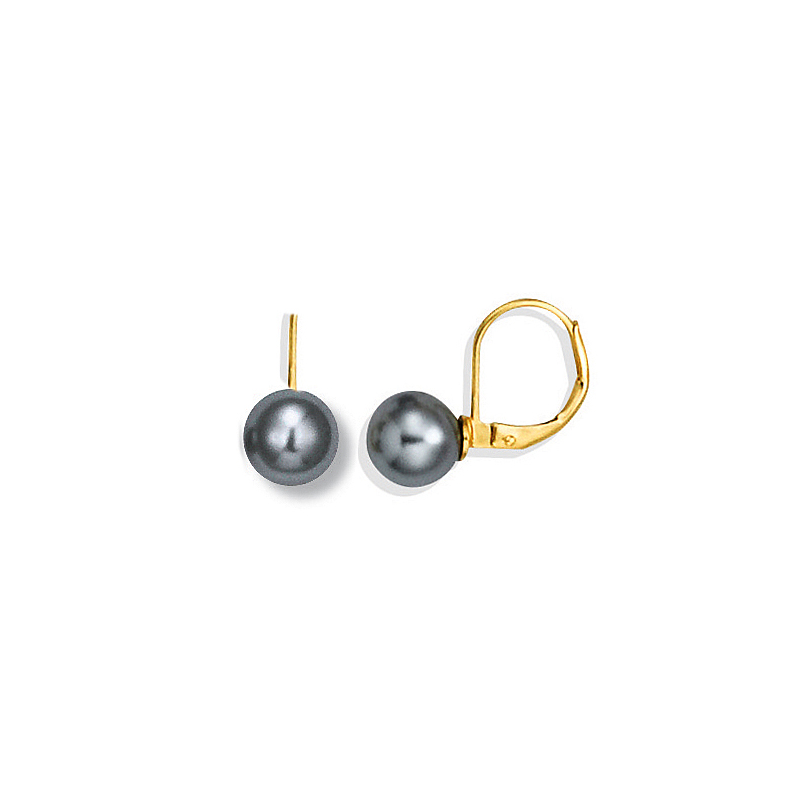 Boucles D'oreilles Dormeuse - Argenté Avec Perle Blanche Et Orange - Fait Main