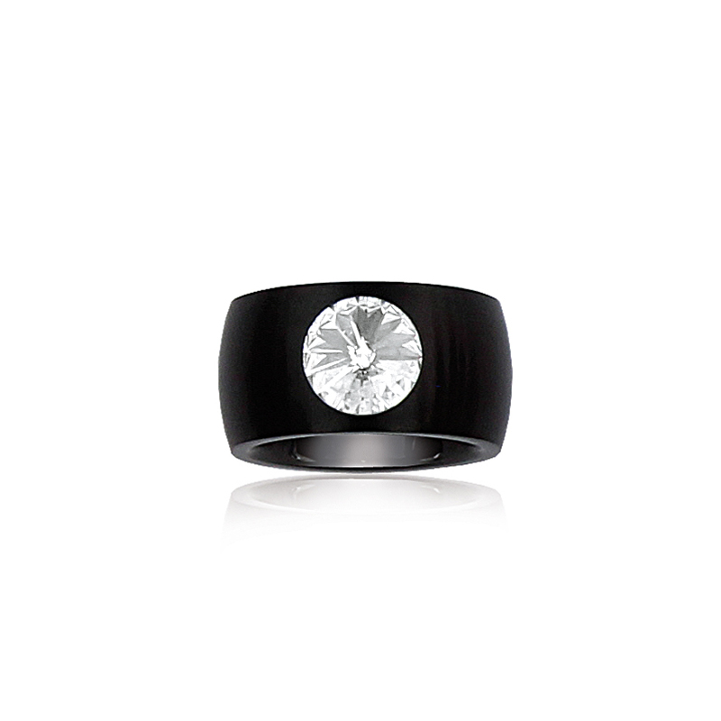 Bague acier noir cristal T54.58.60