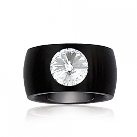 Bague acier noir cristal T54.58.60