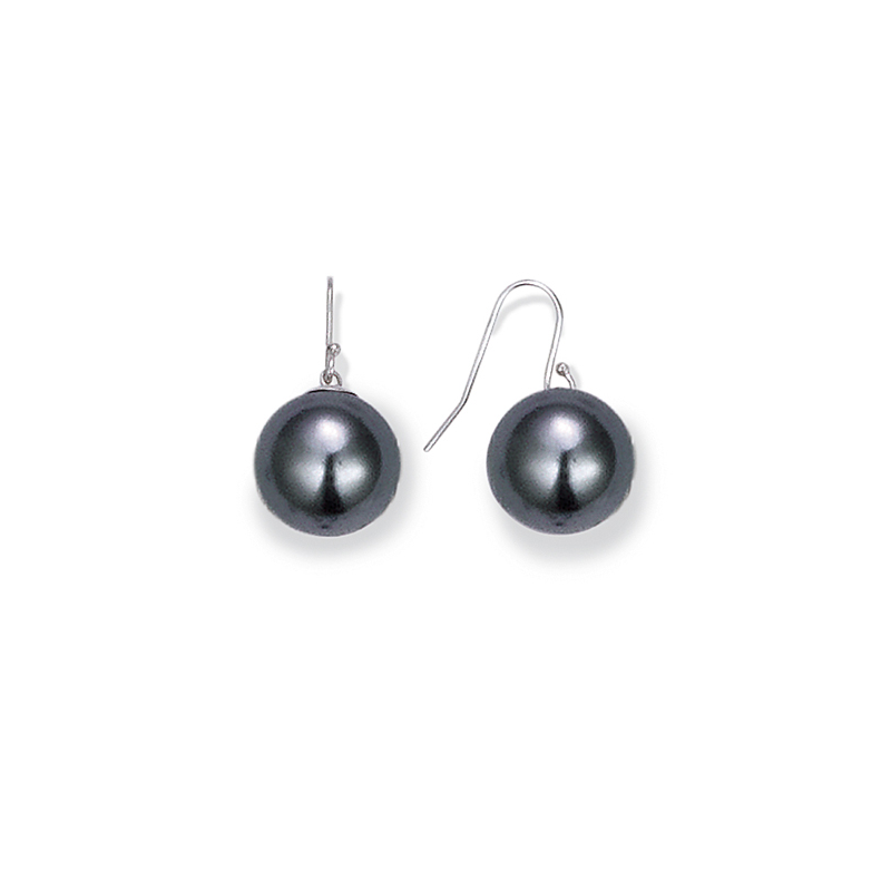 Boucles d'oreilles Argent perles imitation grise pendant