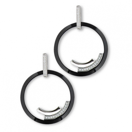 Boucle d'oreille argent céramique noire, oxyde