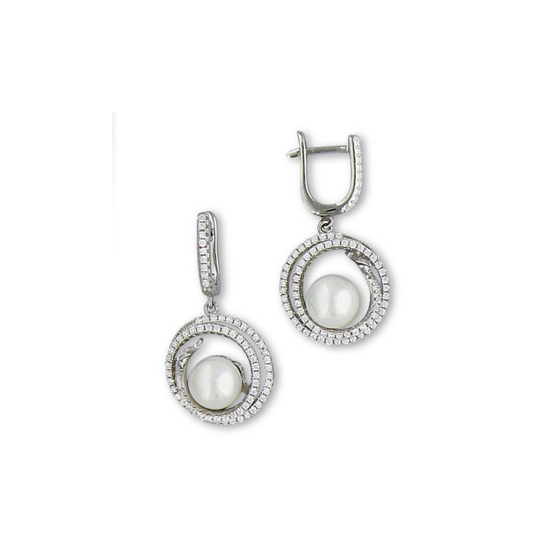 Boucle d'oreille argent perle imitation oxyde pendante