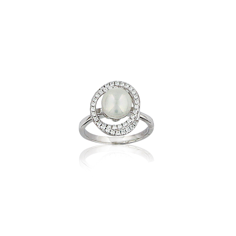 Bague argent  perle imitation oxyde T50 à 60 de 2 en 2