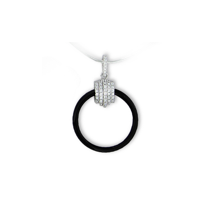 Pendentif argent oxyde,céramique noire