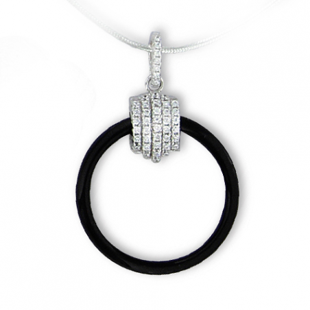 Pendentif argent oxyde,céramique noire