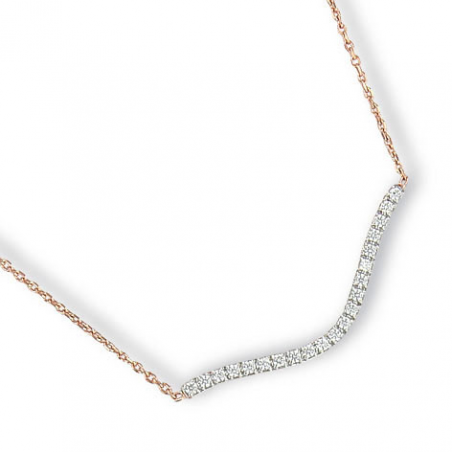 Collier plaqué or rosé oxyde en 40 cm à  42/44 cm