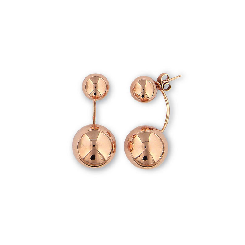 Boucle d'oreille argent rose 2 boules