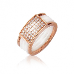 Bague plaqué or rose céramique 