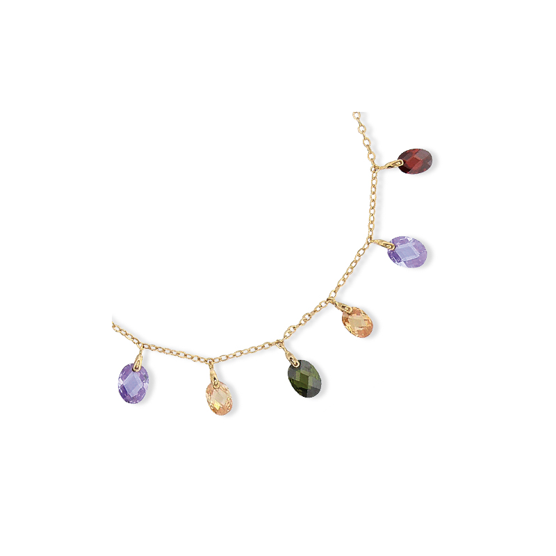 Collier plaqué or oxydes de couleur