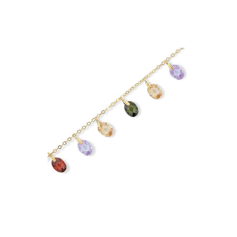 Bracelet plaqué or oxydes de couleur