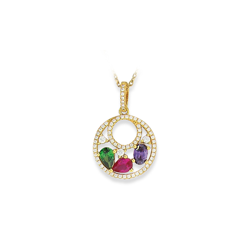 Pendentif plaqué or oxyde de couleur