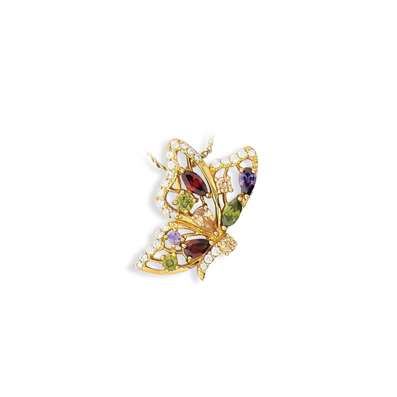 Pendentif plaqué or oxyde de couleur