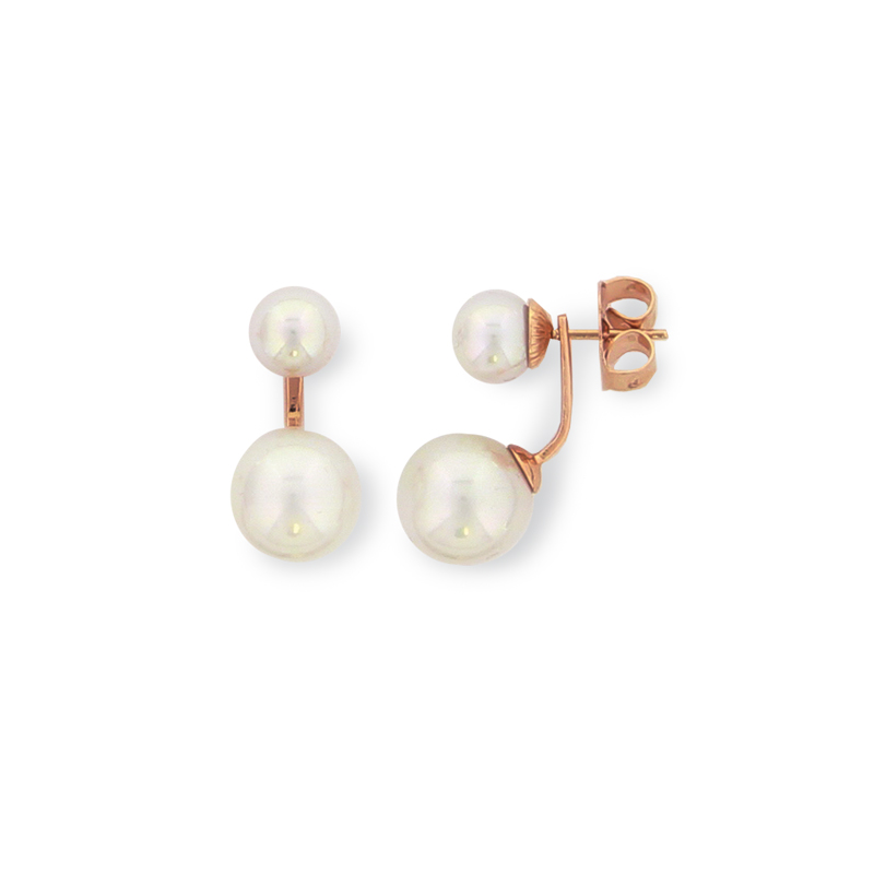 Boucle d'oreille plaqué or rose perle  