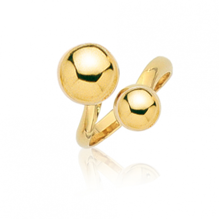 Bague plaqué or boules 