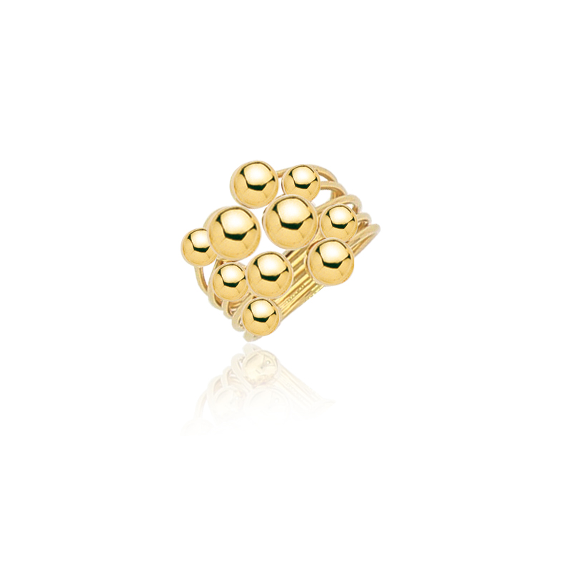 Bague plaqué or boules