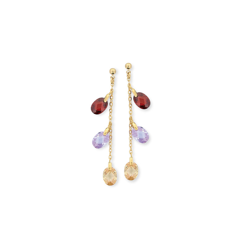 Boucles d'oreille plaqué or oxydes de couleur