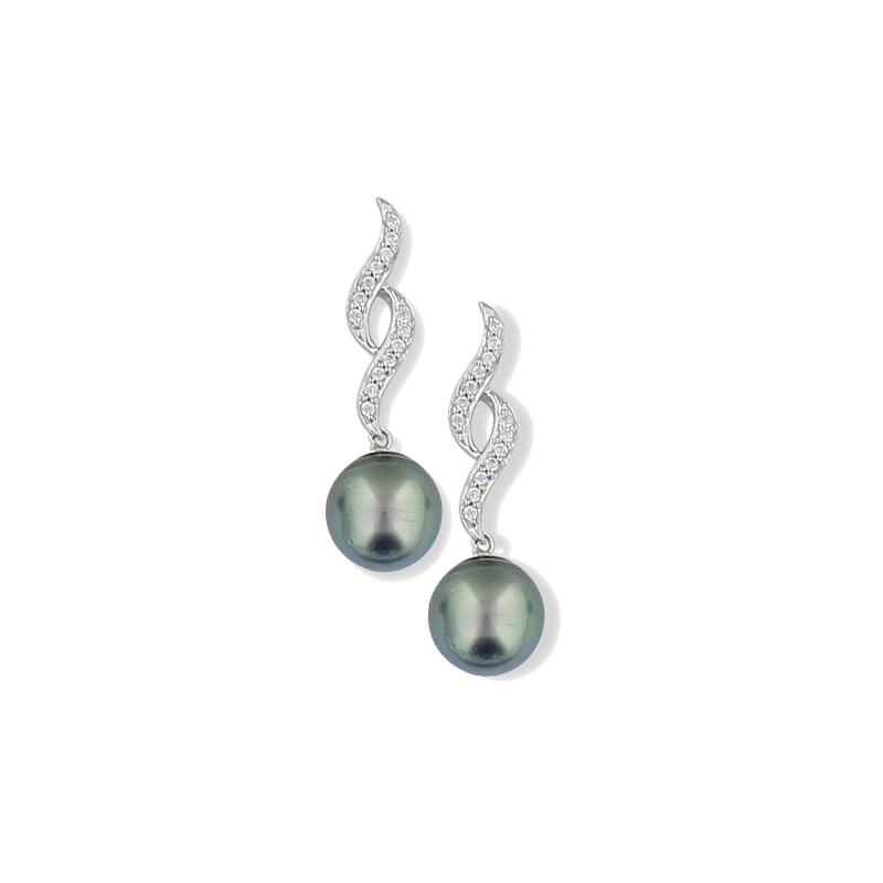 Boucle d'oreille argent perle de Tahiti 