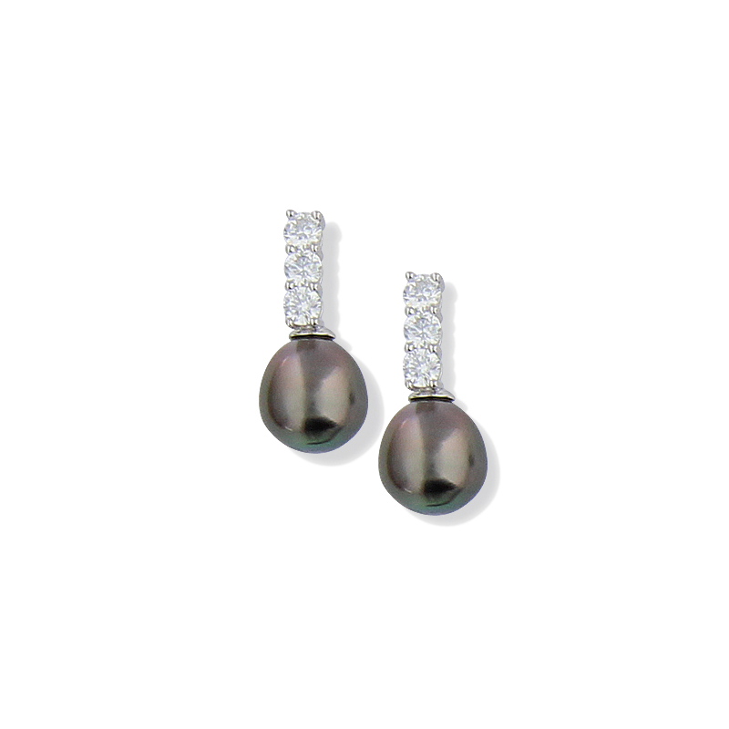 Boucle d'oreille argent perle de Tahiti