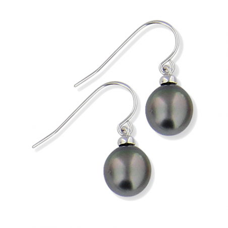 Boucle d'oreille argent perle de Tahiti