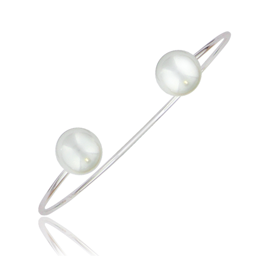 Bracelet Rigide Vintage Argenté - Décor Vague Fin - Réf. 568 - Occasion Très Bon état