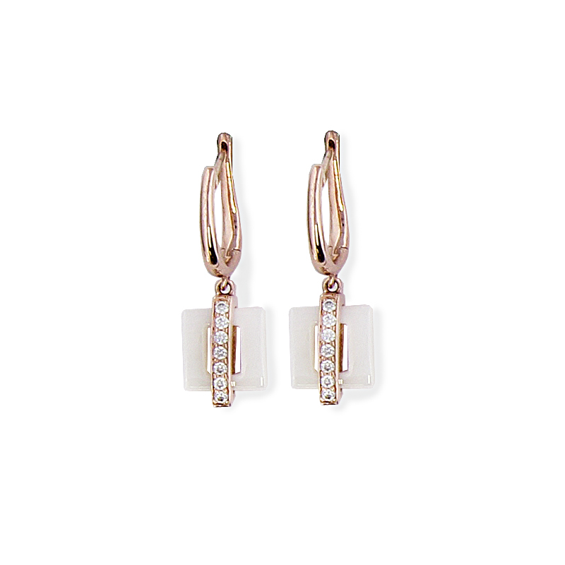 Boucle d'oreille argent céramique oxyde 