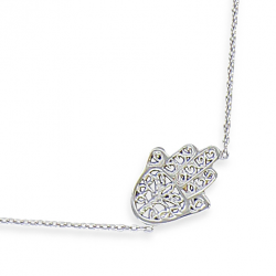 Collier argent main de Fatma en 40 cm (mise en longueur 43 cm)