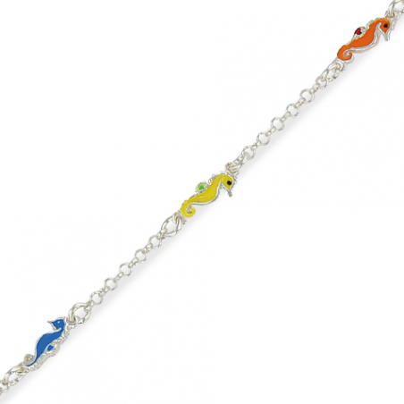 Bracelet argent émaillé en 14 cm (mise en longueur 12 cm)