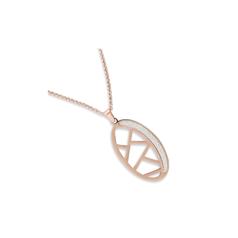 Collier acier granit&eacute; en 42 cm