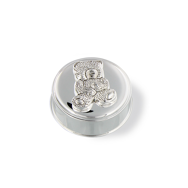 Boite à dent ours en métal argenté