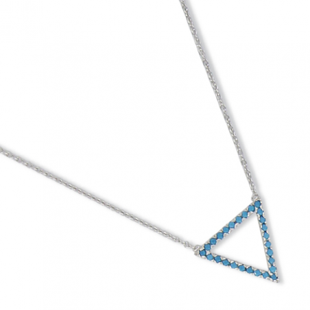 Collier argent oxyde turquoise en 38 cm (mise en longueur 42 cm)