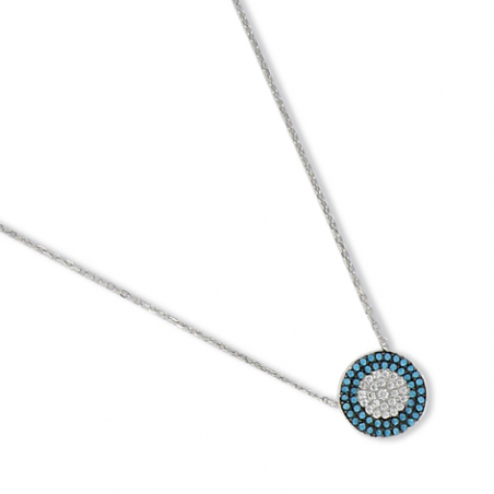 Collier argent oxyde turquoise en 40 cm (mise en longueur 42/44 cm)