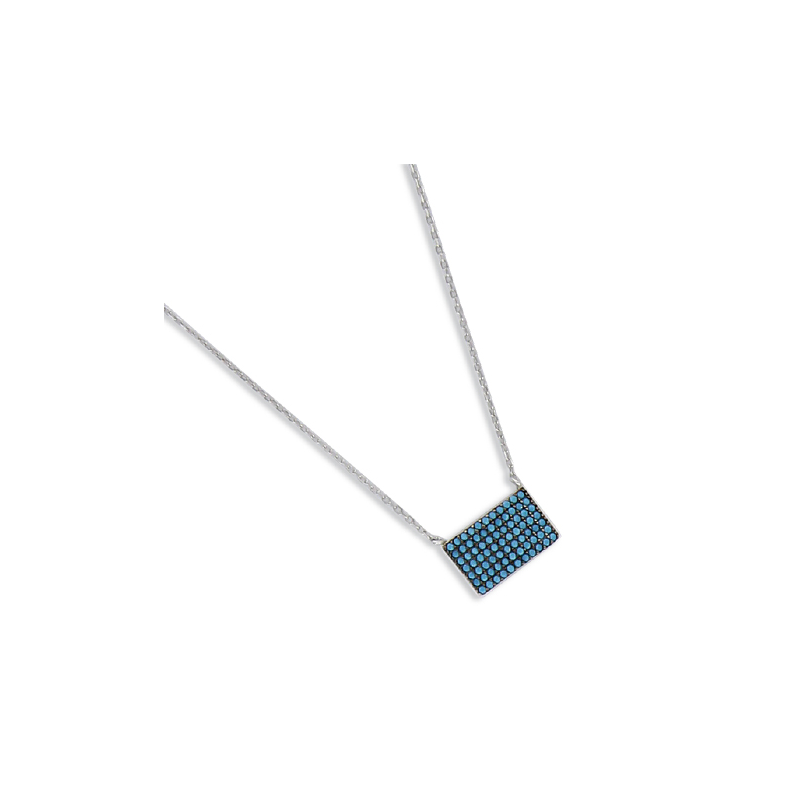 Collier argent oxyde turquoise en 40 cm (mise en longueur 42/44 cm)