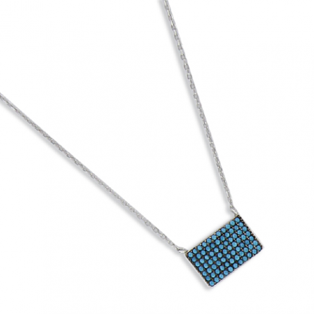 Collier argent oxyde turquoise en 40 cm (mise en longueur 42/44 cm)