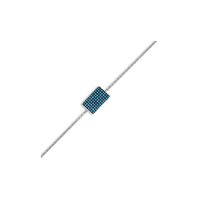 Bracelet argent oxyde turquoise en 20 cm (mise en longueur 17 cm)