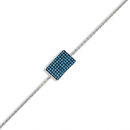 Bracelet argent oxyde turquoise en 20 cm (mise en longueur 17 cm)