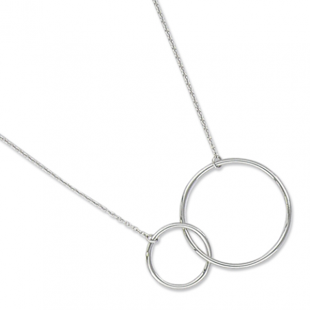 Collier argent cercles en 40 cm (mise en longueur 45 cm)