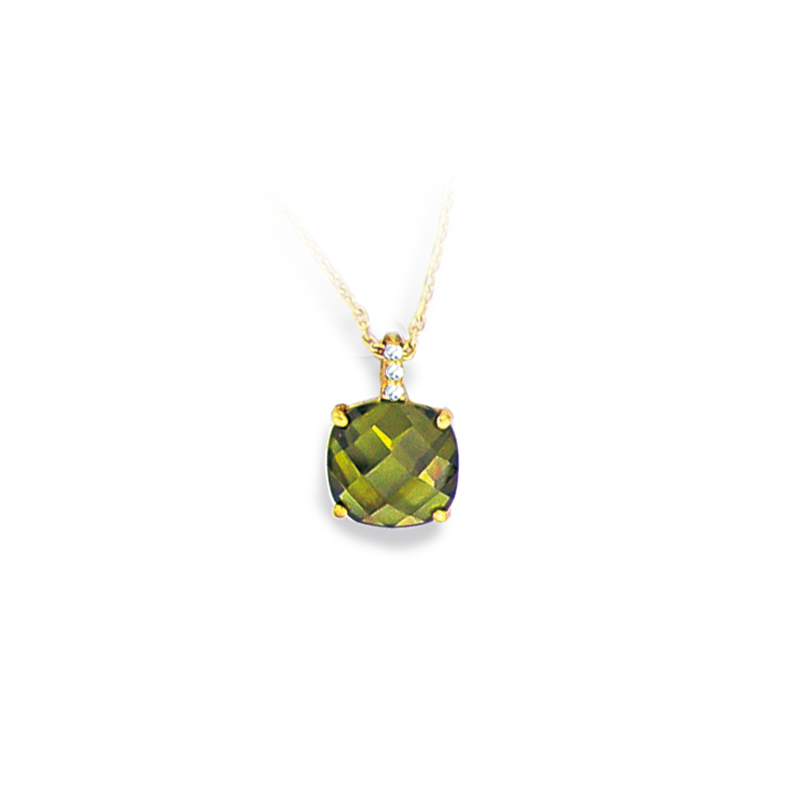 Pendentif plaqué or oxyde vert