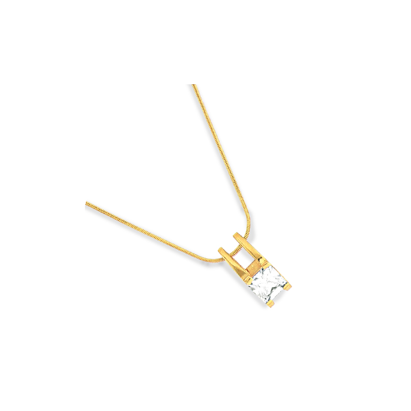 Collier plaqué or oxyde blanc 42 cm