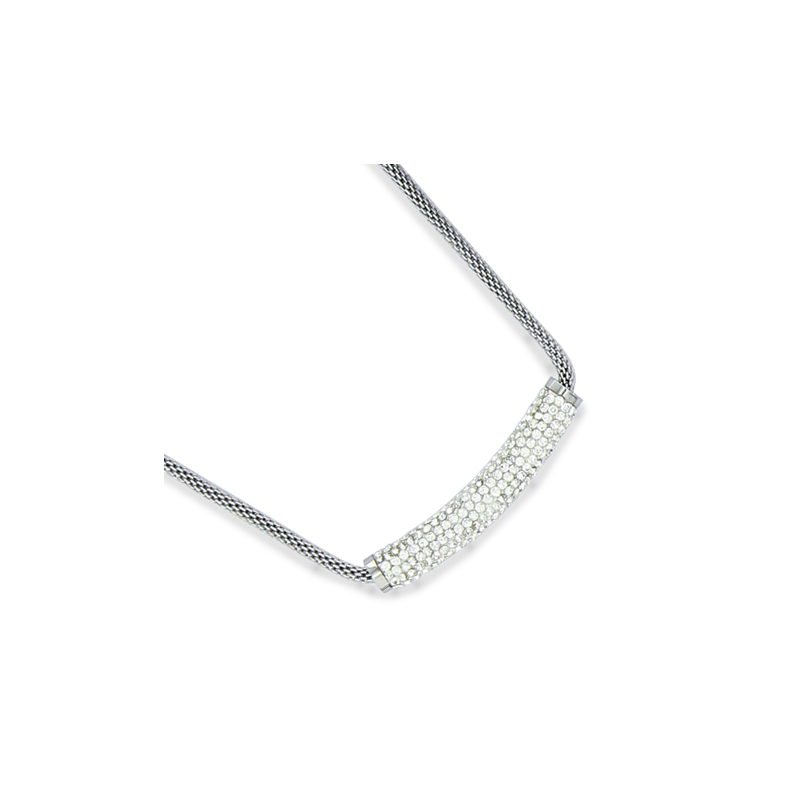 Collier acier cristaux en 45 cm