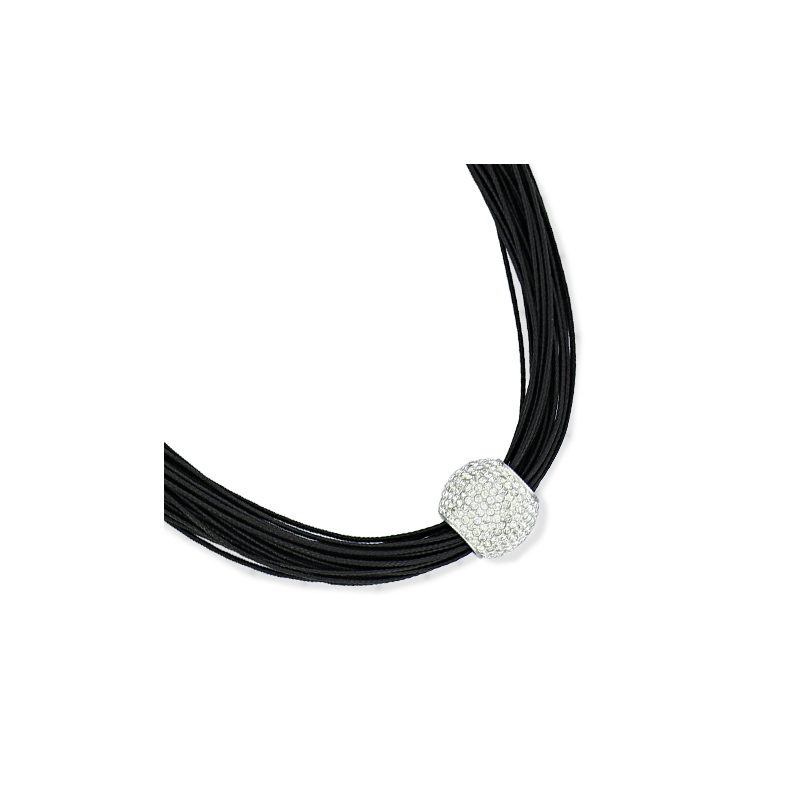 Collier acier cristaux en 45 cm