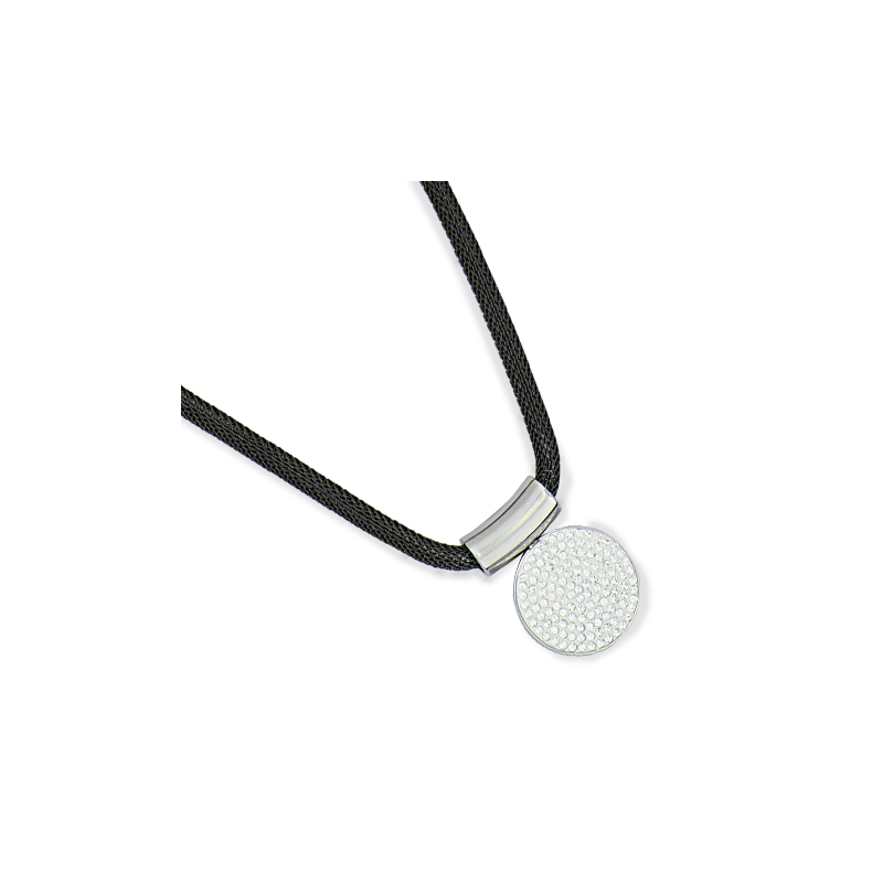 Collier acier mesh cristaux en 45 cm