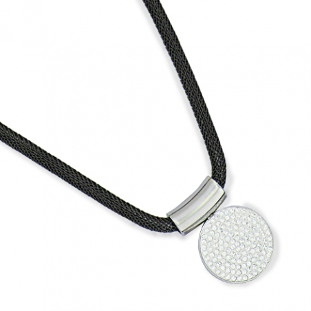 Collier acier mesh cristaux en 45 cm